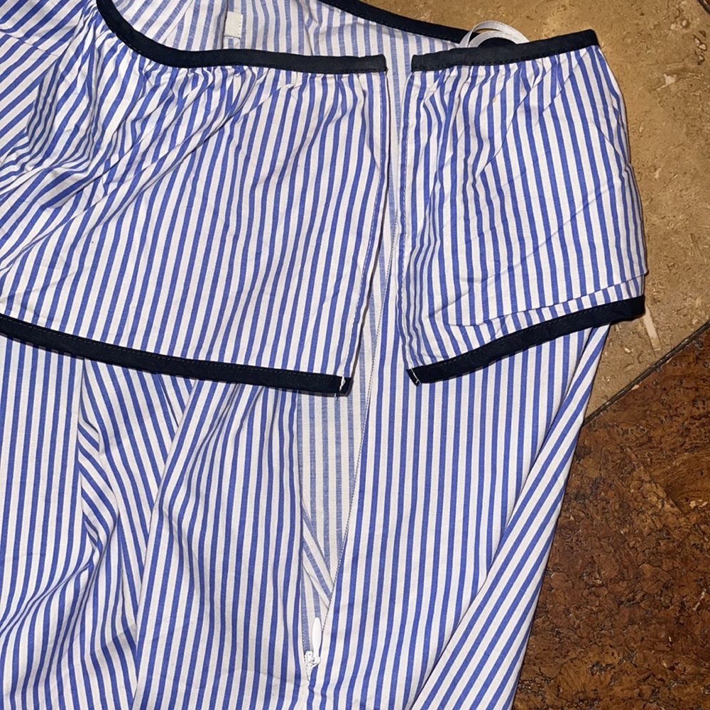 J.Crew One Shoulder Pinstripe Top, Size 14 - Picture 3 of 4